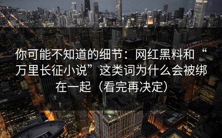 你可能不知道的细节:网红黑料和“万里长征小说”这类词为什么会被绑在一起(看完再决定)