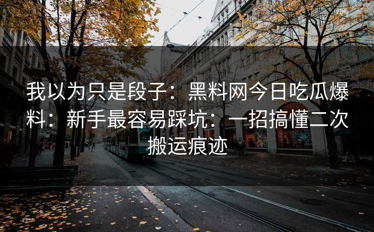 我以为只是段子:黑料网今日吃瓜爆料:新手最容易踩坑:一招搞懂二次搬运痕迹 我以为只是段子:黑料网今日吃瓜爆料:新手最容易踩坑:一招搞懂二次搬运痕迹