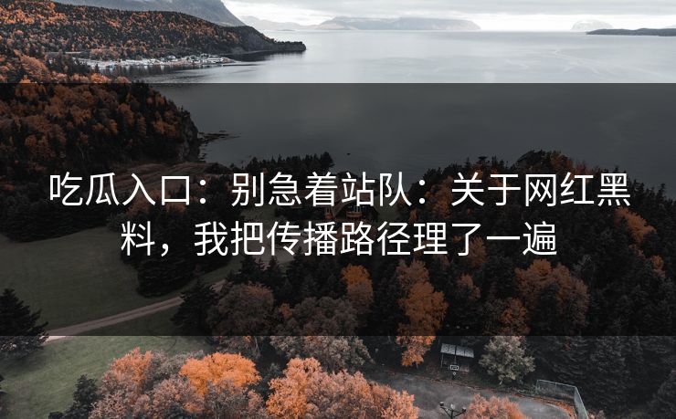 吃瓜入口:别急着站队:关于网红黑料,我把传播路径理了一遍 吃瓜入口:别急着站队:关于网红黑料,我把传播路径理了一遍