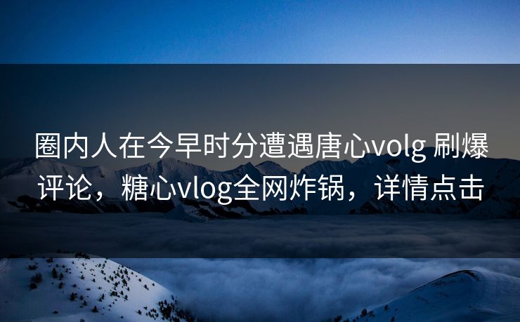 圈内人在今早时分遭遇唐心volg 刷爆评论，糖心vlog全网炸锅，详情点击