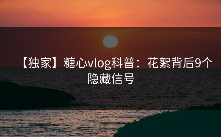 【独家】糖心vlog科普：花絮背后9个隐藏信号